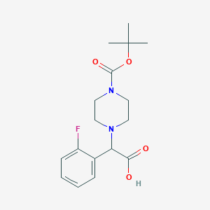 Chemical structure of 2-(4-Boc-piperazinyl)-2-(2-fluorophenyl)acetic acid
