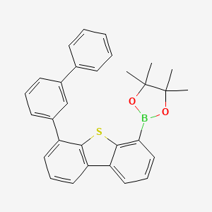 Chemical structure of 2-(6-([1,1'-Biphenyl]-3-yl)dibenzo[b,d]thiophen-4-yl)-4,4,5,5-tetramethyl-1,3,2-dioxaborolane
