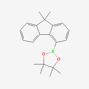 Chemical structure of 2-(9,9-Dimethyl-9H-fluoren-4-yl)-4,4,5,5-tetramethyl-1,3,2-dioxaborolane