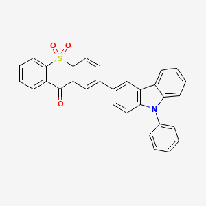 Chemical structure of 2-phenyl-4'-carbazole-9H-thioxanthen-9-one-10,10-dioxide