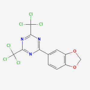 Chemical structure of 2-(Benzo[d][1,3]dioxol-5-yl)-4,6-bis(trichloromethyl)-1,3,5-triazine