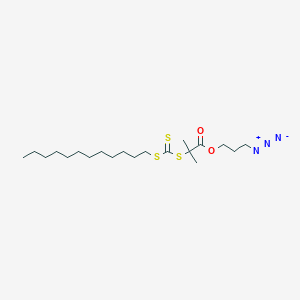Chemical structure of 2-(Dodecylthiocarbonothioylthio)-2-methylpropionic acid 3-azido-1-propanol ester