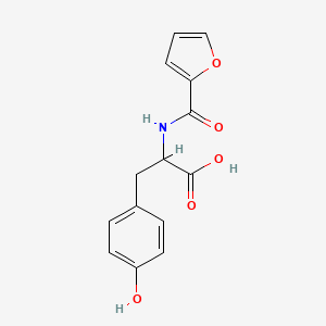 Chemical structure of 2-(Furan-2-carboxamido)-3-(4-hydroxyphenyl)propanoic acid