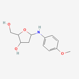 Chemical structure of 2-(Hydroxymethyl)-5-((4-methoxyphenyl)amino)tetrahydrofuran-3-ol