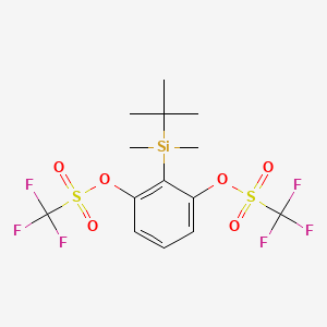 Chemical structure of 2-(tert-Butyldimethylsilyl)-1,3-phenylene Bis(trifluoromethanesulfonate)