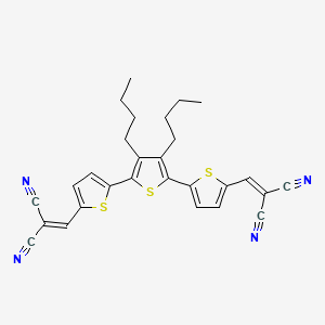 Chemical structure of 2,2'-((3',4'-Dibutyl-[2,2':5',2''-terthiophene]-5,5''-diyl)bis(methanylylidene))dimalononitrile