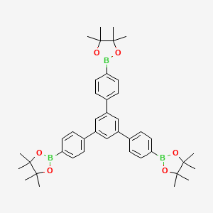 Chemical structure of 2,2'-(5'-(4-(4,4,5,5-Tetramethyl-1,3,2-dioxaborolan-2-yl)phenyl)-[1,1':3',1''-terphenyl]-4,4''-diyl)bis(4,4,5,5-tetramethyl-1,3,2-dioxaborolane)