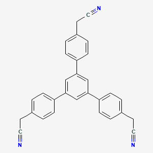 Chemical structure of 2,2'-(5'-(4-(Cyanomethyl)phenyl)-[1,1':3',1''-terphenyl]-4,4''-diyl)diacetonitrile