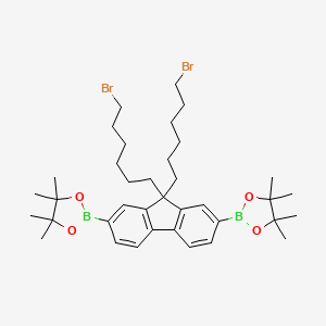Chemical structure of 2,2'-(9,9-Bis(6-bromohexyl)-9H -fluorene-2,7-diyl)bis(4,4,5,5-tetramethyl-1,3,2-dioxaborolane)