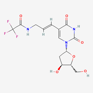 Chemical structure of 2,2,2-Trifluoro-N-((E)-3-(1-((2R,4S,5R)-4-hydroxy-5-(hydroxymethyl)tetrahydrofuran-2-yl)-2,4-dioxo-1,2,3,4-tetrahydropyrimidin-5-yl)allyl)acetamide