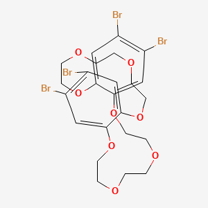 Chemical structure of 2,3,16,17-Tetrabromo-6,7,9,10,12,13,20,21,23,24,26,27-dodecahydrodibenzo[b,n][1,4,7,10,13,16,19,22]octaoxacyclotetracosine