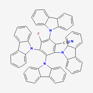 Chemical structure of 2,3,4,6-Tetra(9H-carbazol-9-yl)-5-fluorobenzonitrile