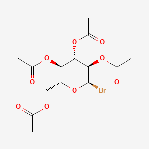 Chemical structure of alpha-D-Glucopyranosyl bromide, tetraacetate