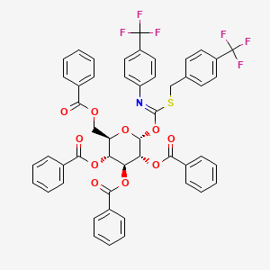 Chemical structure of 2,3,4,6-Tetra-O-benzoyl-α-D-glucopyranosyl p-Trifluoromethylbenzylthio-N-(p-trifluoromethylphenyl)formimidate