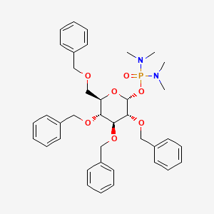 Chemical structure of 2,3,4,6-Tetra-o-benzyl-alpha-d-glucopyranosyl n,n,n',n'-tetramethylphosphorodiamidate (ca· 20% In benzene)