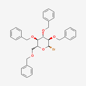 Chemical structure of 2,3,4,6-Tetra-O-benzyl-α-D-glucopyranosyl bromide