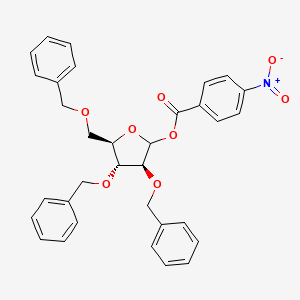 Chemical structure of 2,3,5-Tri-o-benzyl-1-o-(4-nitrobenzoyl)-D-arabinofuranose