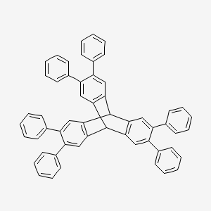 Chemical structure of 2,3,6,7,14,15-Hexaphenyl-9,10-dihydro-9,10-[1,2]benzenoanthracene