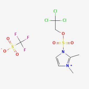 Chemical structure of 2,3-Dimethyl-1-((2,2,2-trichloroethoxy)sulfonyl)-1H-imidazol-3-ium trifluoromethanesulfonate
