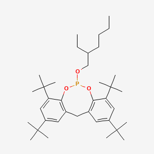 Chemical structure of 2,4,8,10-Tetra-tert-butyl-6-((2-ethylhexyl)oxy)-12H-dibenzo[d,g][1,3,2]dioxaphosphocine