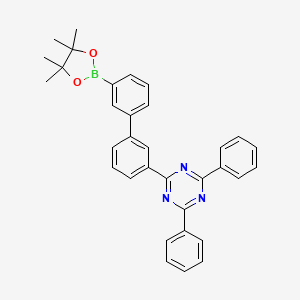 Chemical structure of 2,4-diphenyl-6-[3'-(4,4,5,5-tetramethyl-1,3,2-dioxaborolan-2-yl)[1,1'-biphenyl]-3-yl]-1,3,5-Triazine