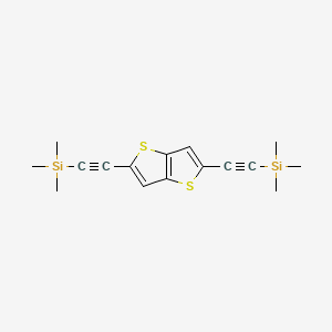 Chemical structure of 2,5-Bis((trimethylsilyl)ethynyl)thieno[3,2-b]thiophene