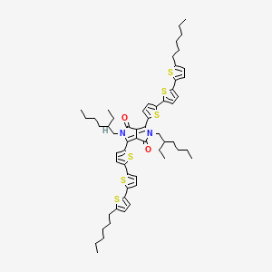 Chemical structure of 2,5-Bis(2-ethylhexyl)-3,6-bis(5''-hexyl-[2,2':5',2''-terthiophen]-5-yl)pyrrolo[3,4-c]pyrrole-1,4(2H,5H)-dione