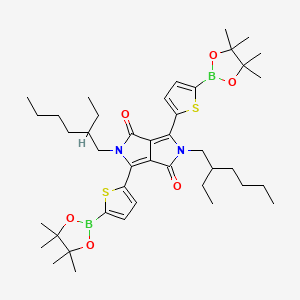 Chemical structure of 2,5-Bis(2-ethylhexyl)-3,6-bis(5-(4,4,5,5-tetramethyl-1,3,2-dioxaborolan-2-yl)thiophen-2-yl)pyrrolo[3,4-c]pyrrole-1,4(2H,5H)-dione