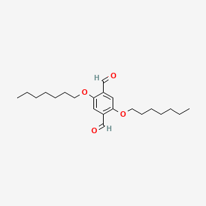 Chemical structure of 2,5-Bis(heptyloxy)terephthalaldehyde