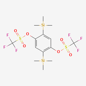 Chemical structure of 2,5-Bis(trimethylsilyl)-1,4-phenylene Bis(trifluoromethanesulfonate)