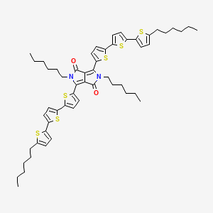 Chemical structure of 2,5-Dihexyl-3,6-bis(5''-hexyl-[2,2':5',2''-terthiophen]-5-yl)pyrrolo[3,4-c]pyrrole-1,4(2H,5H)-dione