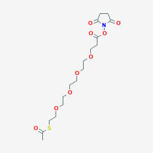 Chemical structure of 2,5-Dioxopyrrolidin-1-yl 2-oxo-6,9,12,15-tetraoxa-3-thiaoctadecan-18-oate