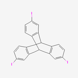 Chemical structure of 2,6,14-Triiodo-9,10-dihydro-9,10-[1,2]benzenoanthracene