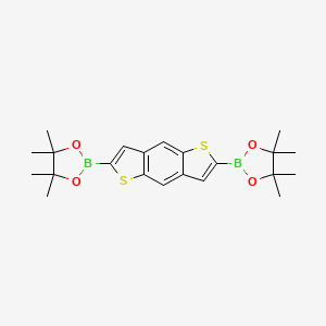 Chemical structure of 2,6-Bis(4,4,5,5-tetramethyl-1,3,2-dioxaborolan-2-yl)benzo[1,2-b:4,5-b']dithiophene