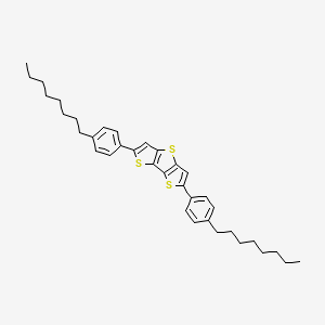 Chemical structure of 2,6-Bis(4-octylphenyl)dithieno[3,2-b:2',3'-d]thiophene