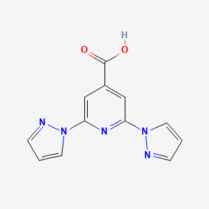 Chemical structure of 2,6-Di(1H-pyrazol-1-yl)isonicotinic acid