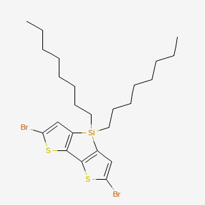 Chemical structure of 2,6-Dibromo-4,4-di-n-octyldithieno[3,2-b:2',3'-d]silole