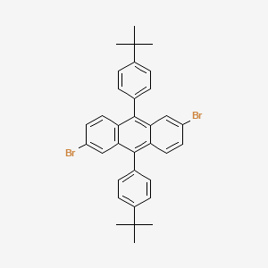 Chemical structure of 2,6-Dibromo-9,10-bis(4-tert-butylphenyl)anthracene