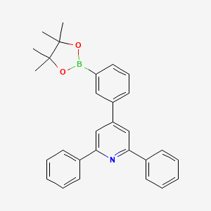 Chemical structure of 2,6-Diphenyl-4-(3-(4,4,5,5-tetramethyl-1,3,2-dioxaborolan-2-yl)phenyl)pyridine
