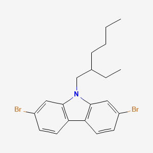 Chemical structure of 2,7-Dibromo-9-(2-ethylhexyl)carbazole