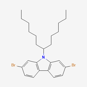 Chemical structure of 2,7-Dibromo-9-(tridecan-7-yl)-9H-carbazole