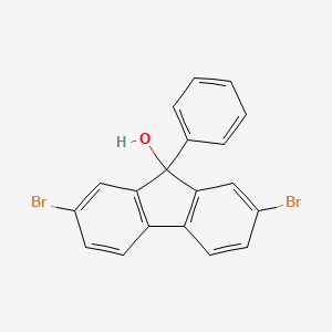 Chemical structure of 2,7-Dibromo-9-phenyl-9H-fluoren-9-ol