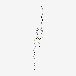 Chemical structure of 2,7-Dioctyl(1)benzothieno(3,2-b)(1)benzothiophene
