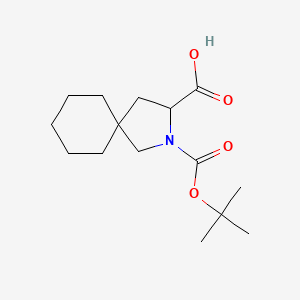 Chemical structure of 2-[(tert-Butoxy)carbonyl]-2-azaspiro[4.5]decane-3-carboxylic acid