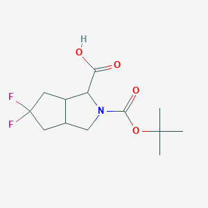Chemical structure of 2-[(tert-Butoxy)carbonyl]-5,5-difluoro-octahydrocyclopenta[c]pyrrole-1-carboxylic acid