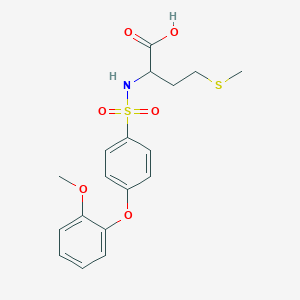 Chemical structure of ((4-(2-Methoxyphenoxy)phenyl)sulfonyl)methionine