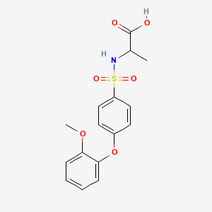 Chemical structure of N-((4-(2-Methoxyphenoxy)phenyl)sulfonyl)alanine