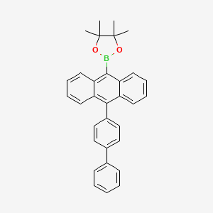 Chemical structure of 2-[10-([1,1'-Biphenyl]-4-yl)anthracen-9-yl]-4,4,5,5-tetramethyl-1,3,2-dioxaborolane