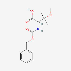Chemical structure of 2-{[(Benzyloxy)carbonyl]amino}-3-methoxy-3-methylbutanoic acid
