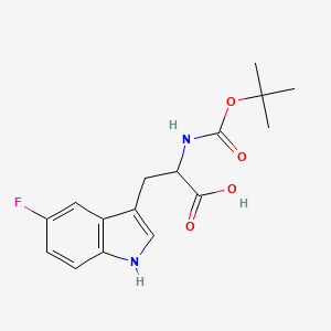 Chemical structure of Boc-5-fluoro-DL-tryptophan
